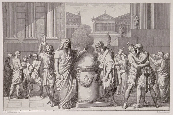 The Meeting of Camillus and Manlius After the Retreat of the Gauls, engraved by B
