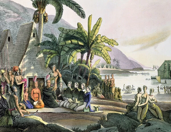 Meeting between the Expedition Party of Otto von Kotzebue (1788-1846) and King Kamehameha I
