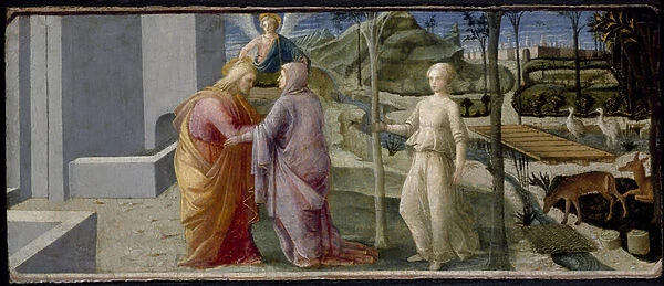 The Meeting of Joachim and Anna at the Golden Gate, 15th century (oil on panel)