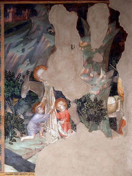 The meeting between Mary and Jesus with st John Baptist as a child, detail (Fresco, 1416)