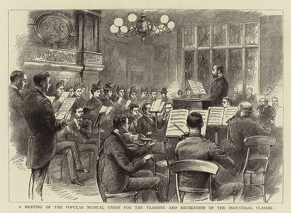 A meeting of the Popular Musical Union for the training and recreation of the Industrial Classes (engraving)