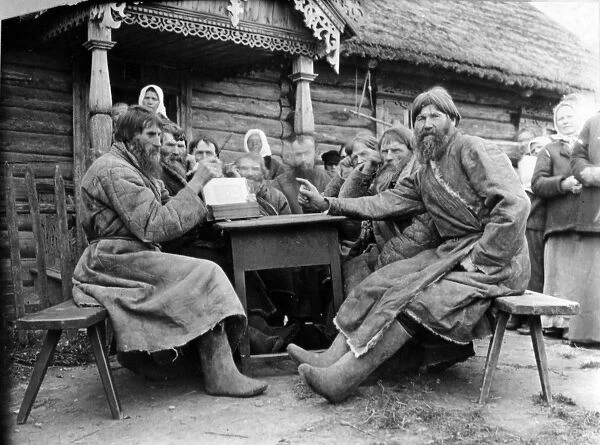 Meeting of Russian Peasant Elders in a Mirskoi Skhod (b  /  w photo)