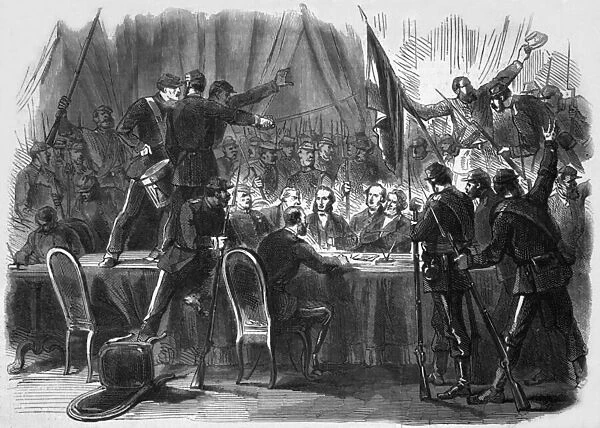Members of the Government of National Defence imprisoned by the Paris Communards, 31st October 1870 (engraving)