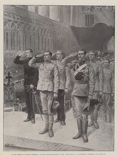 To the Memory of Fallen Comrades, Colonial Troops listening to the 'Dead March'at Canterbury Cathedral on 13 August (litho)