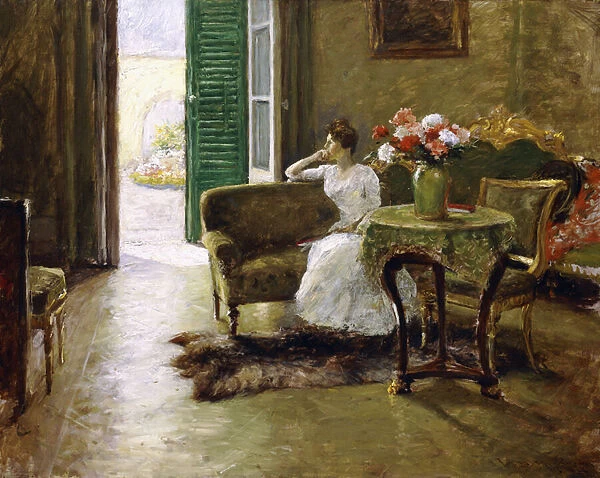 A Memory - In the Italian Villa, (oil on canvas)