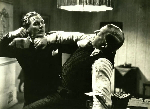 Two men fighting, 1937 (b / w photo)