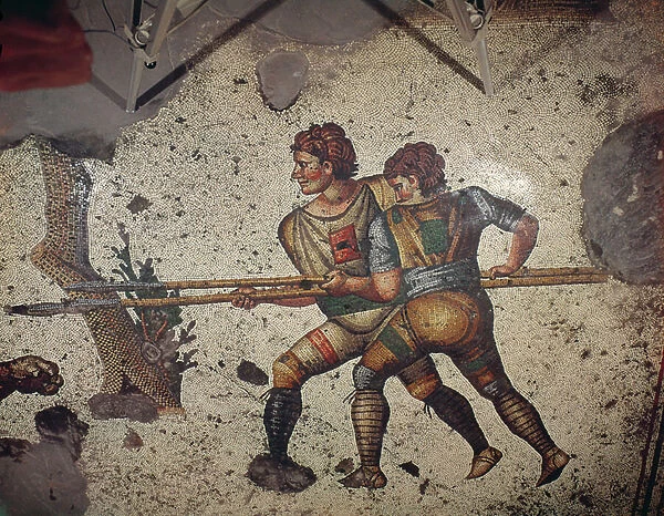 Two Men Fighting a Tiger, flooring from the Grand Imperial Palace, Constantinople