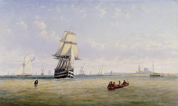 Men-o -War, Schooners and Royal Navy Yachts in Busy Channel Scene off the Fastnet