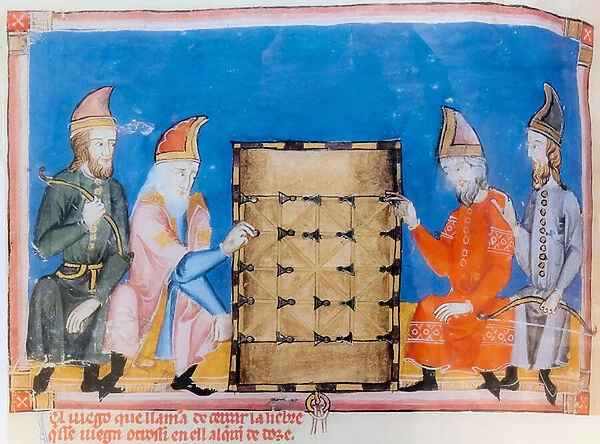 Two men playing chess, 1283 (illumination)
