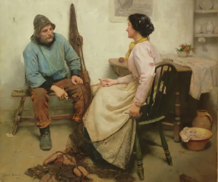 Framed Print : Mending the Nets