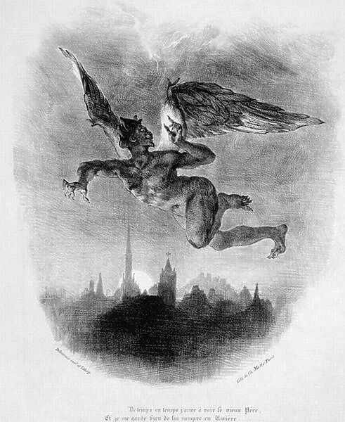Mephistopheles Prologue in the Sky, from Goethes Faust, 1828, (illustration)