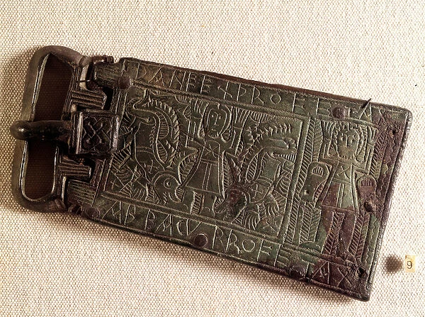 Merovingian art: Bronze belt buckle of the Burgundian kingdom (barbaric people