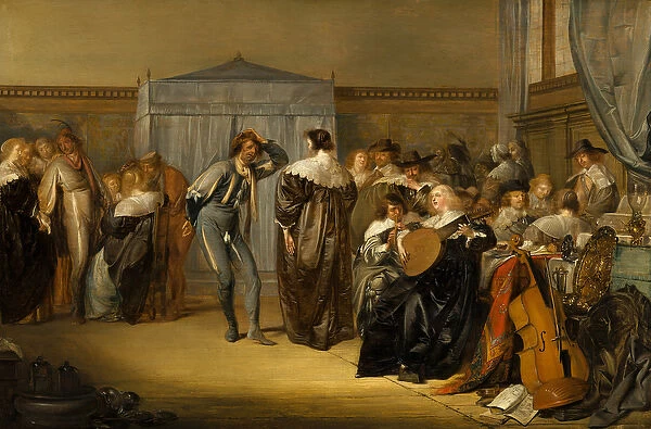 Merry Company with Masked Dancers, 1636 (oil on canvas)