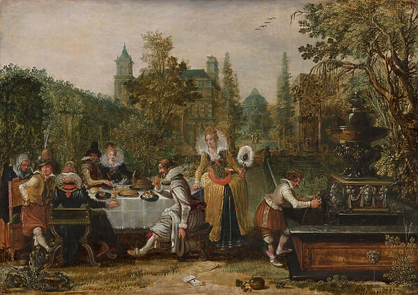 Merry Company in a Park, 1614 (oil on panel)