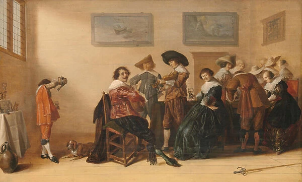 Merry company in a room, 1633 (oil on panel)