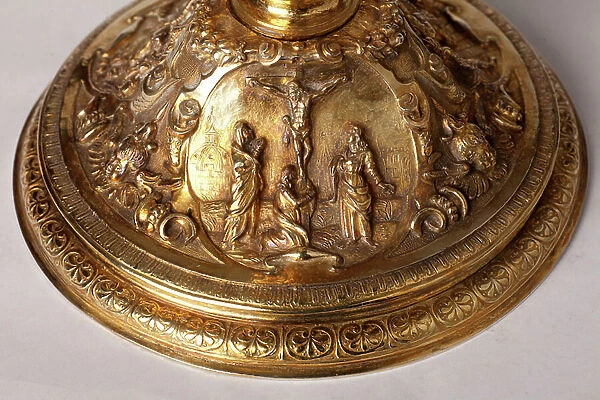 Metalsmithing. Chalice. Gift of canon A. Le Vaillant de la Bassarderie, dean of the cathedral chapter 1726 to 1758. 18th century. Detail bottom