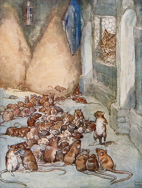 The Mice in the Council from Aesops Fables, pub. by Raphael Tuck & Sons Ltd. London (book illustration)