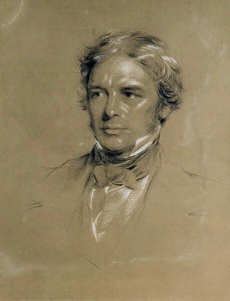 Michael Faraday (1791-1867) (charcoal & chalk on paper)
