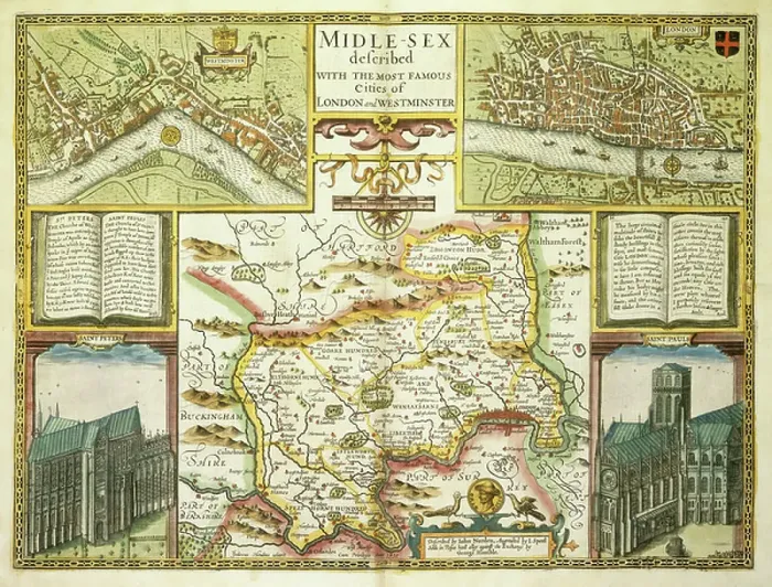 Framed Print : Middlesex. BL751642 Middlesex; British Library, London, UK; (add.info. Framed Print : Middlesex. BL751642 Middlesex; British Library, London, UK; (add.info.