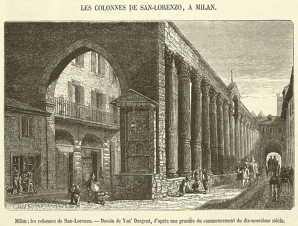 Milan, les colonnes de San-Lorenzo (engraving)