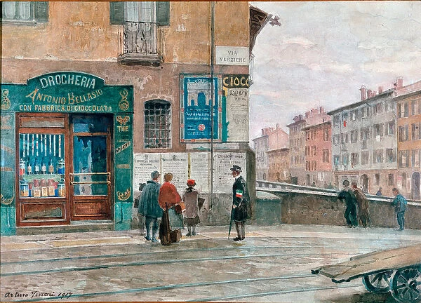 Milan, view from the bridge of Porta Vittoria. 1917 (watercolour)