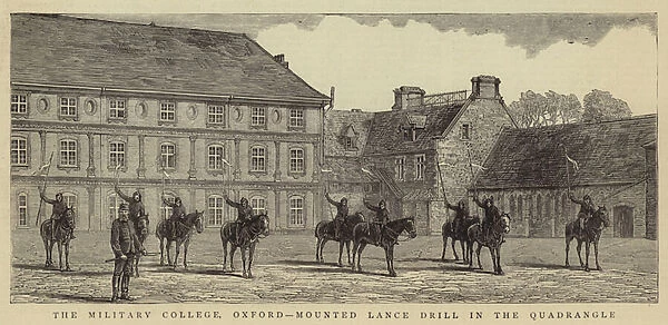 The Military College, Oxford, Mounted Lance Drill in the Quadrangle (engraving)