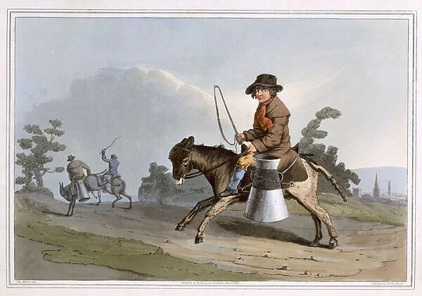 The Milk Boy, engraved by Robert Havell the Elder, published 1814 by Robinson and Son