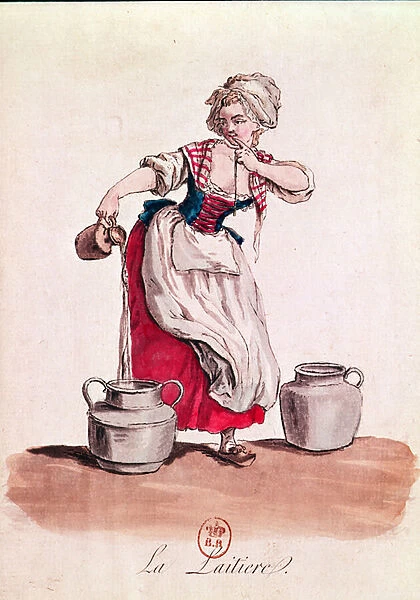 The Milkmaid, 1785 (colour engraving)