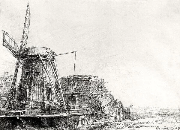 The Mill, 1641 (engraving) (b  /  w photo)