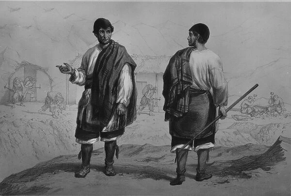 Miners of Chile, engraved by F. Lehnert (litho) (b  /  w photo)