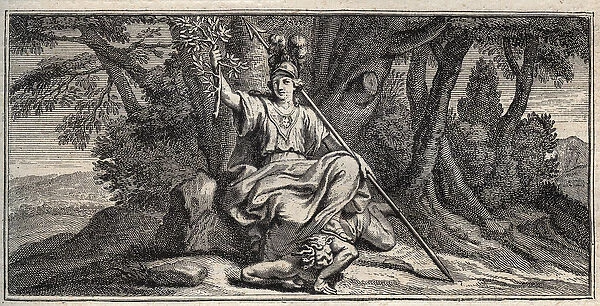 Minerva Slaming Discord - Minerva Terrassant la discorde - Engraving by Gerard Edelinck