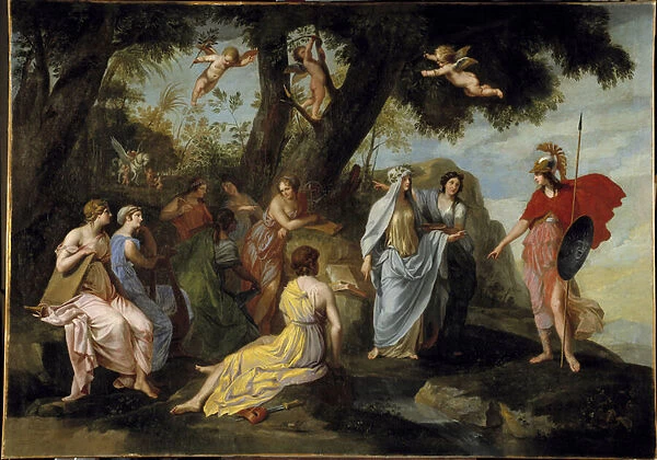 Minerve in the Muses Painting by Jacques Stella (1596-1657) 1640 Sun. 1, 16x1, 62 m