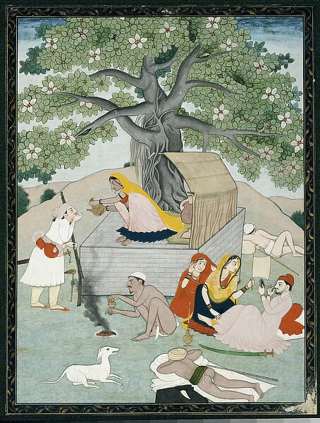 Miniature from an album, Kangra (gouache heightened with gold on paper)