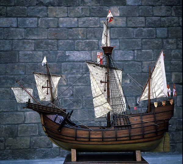The miniature model of the Santa Maria caravel of C. Columbus