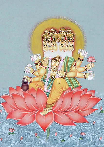 Miniature Painting of Brahma God