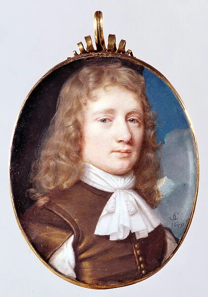 Miniature portrait of an Unknown Man, 1659 (w  /  c on vellum)
