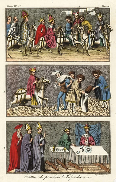 Miniatures from the Golden Bull, 1365 (handcoloured copperplate engraving)