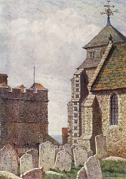Minster Church, Isle of Sheppey (colour litho)