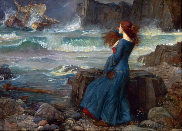Miranda - The Tempest (Shakespeare) - Peinture de John William Waterhouse, (1849-1917)