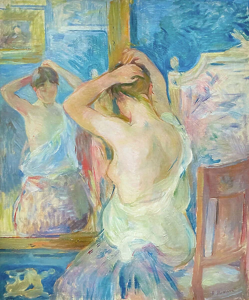 In front of the mirror, c. 1890 (oil on canvas)
