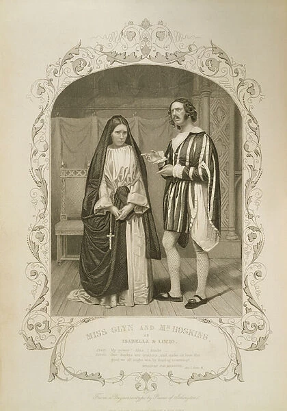 Miss Glyn as Isabella and Mr Hoskins as Lucio, Act I Scene 4, in Measure for Measure