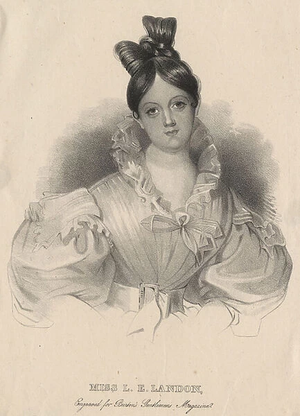 Miss L. E. Landon, litho by J. T. Bowen, engraved for Burtons Gentlemens Magazine