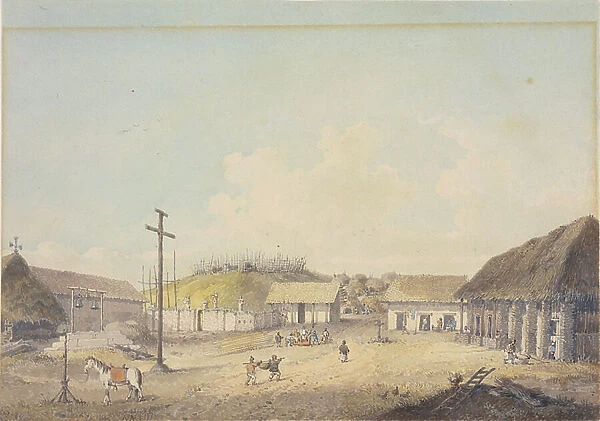 Mission of St Carlos, 1798 (watercolour)