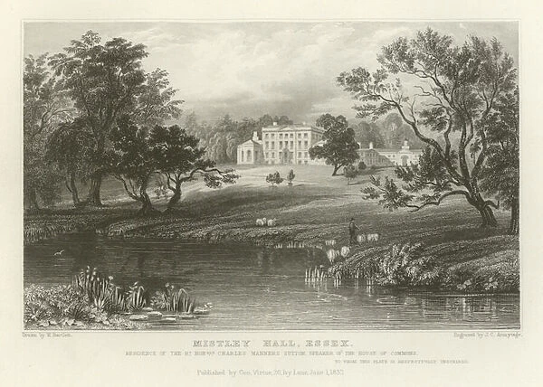 Mistley Hall, Essex, Residence of the Right Honourable Charles Manners Sutton, Speaker of the House of Commons (engraving)