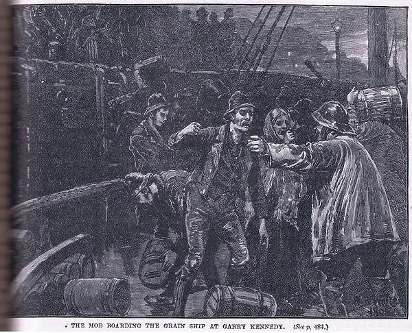 The mob boarding a grain ship at Garry Kennedy AD 1841 (litho)