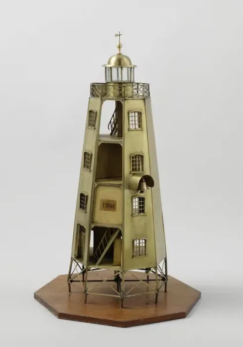 Framed Print : Model of the Duiveneiland lighthouse on Java, 1870-72 (brass, wood and glass)