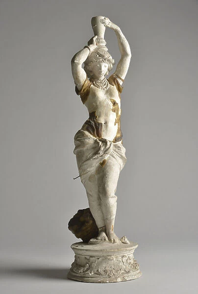 Model of torchere sculpted in the shape of a woman clothed in the east (sculpture)