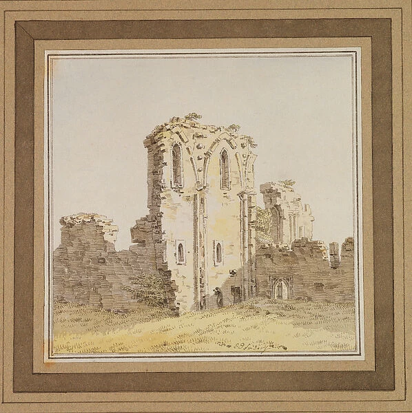 Monastery Ruins (Gothic Church Ruin), c. 1806 (pen and ink and w  /  c on paper)