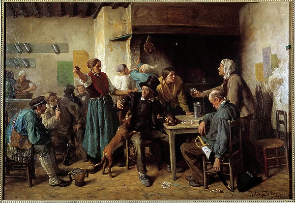 Monday. Customers at a table in an inn, 1858 (oil on canvas)