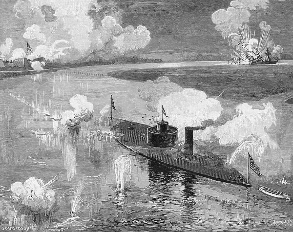 The monitor Montauk destroying the Confederate privateer Nashville